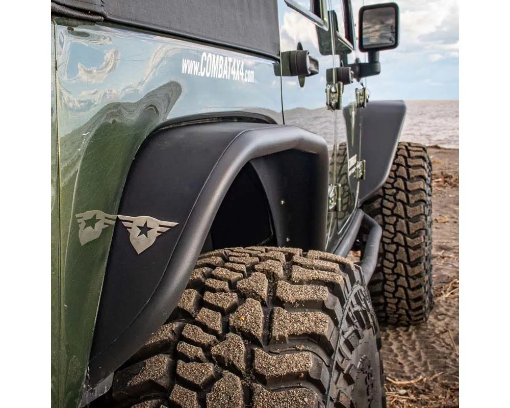 Combat Off Road Black Aluminum Fenders Rear Pair Jeep Wrangler 2007-2018 - 15-1079